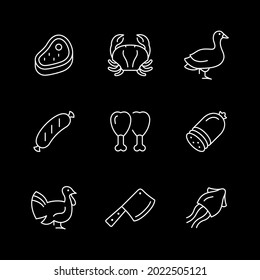 Set line icons of meat