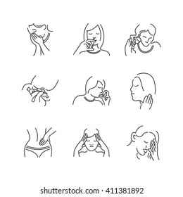 Set of Line Icons  Medical Doctors Otolaryngology, sick