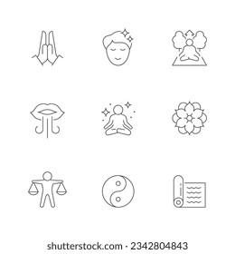 Set line icons of meditation