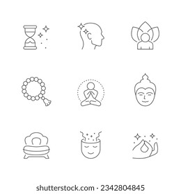 Set line icons of meditation