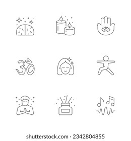 Set line icons of meditation