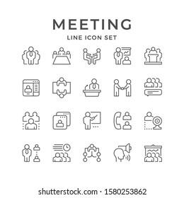 Set line icons of meeting