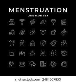 Set line icons of menstruation