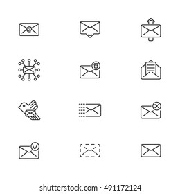 Set of line icons for messages. Vector illustration.