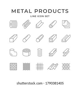 Set line icons of metal products