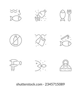 Set line icons of microplastic pollution