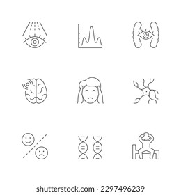 Set line icons of migraine