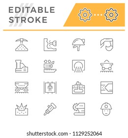 Set line icons of mining