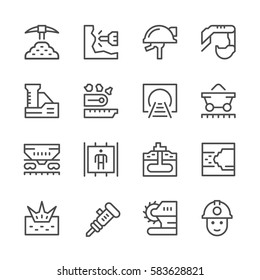 Set line icons of mining