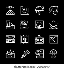 Set line icons of mining