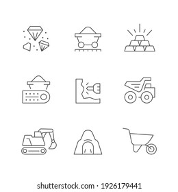 Establecer iconos de línea de la industria minera