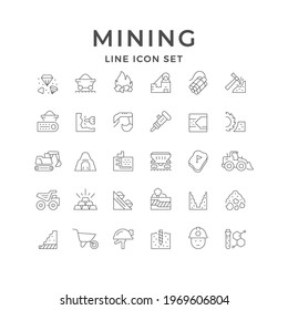 Set line icons of mining industry