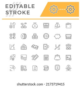 Set line icons of money