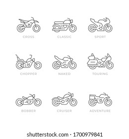 Set line icons of motorcycle