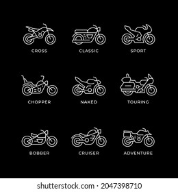 Set line icons of motorcycle