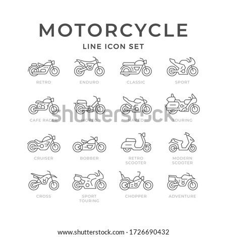 Set line icons of motorcycle