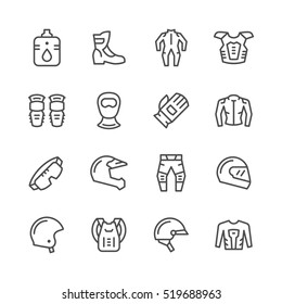 Set line icons of motorcycle equipment