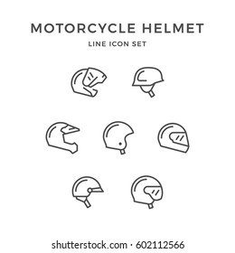 Set line icons of motorcycle helmet