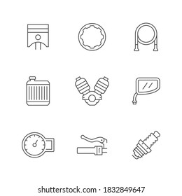 Set line icons of motorcycle parts