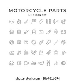 Set line icons of motorcycle parts