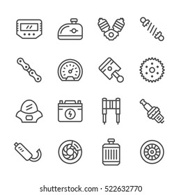 Set line icons of motorcycle parts