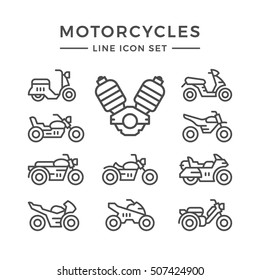 Set line icons of motorcycles