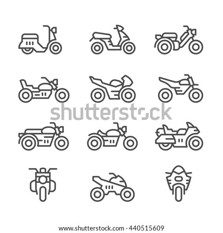 Set line icons of motorcycles