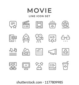 Set line icons of movie