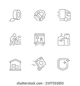 Set line icons of moving service