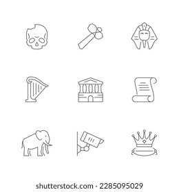 Set line icons of museum