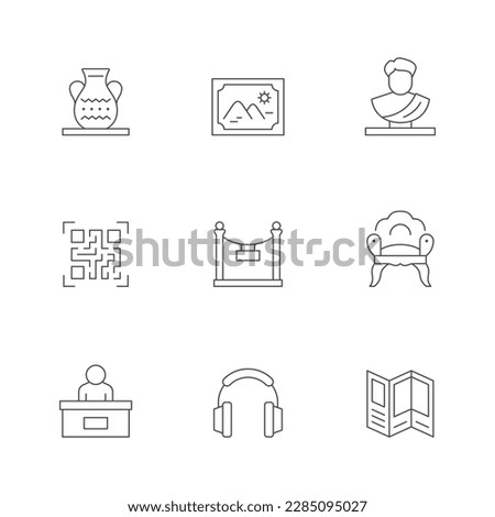 Set line icons of museum