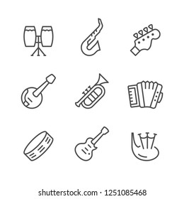 Set line icons of music instruments