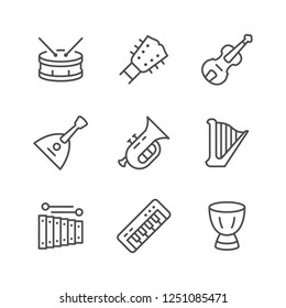 Set line icons of music instruments