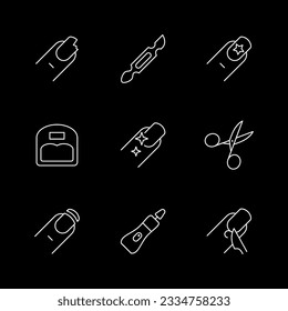 Set line icons of nails