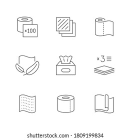 Set line icons of napkins and toilet paper