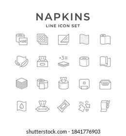 Set line icons of napkins and toilet paper