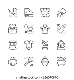 Set line icons of newborn