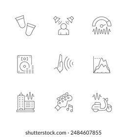 Set line icons of noise pollution