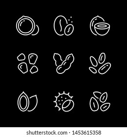 Set line icons of nuts and seeds