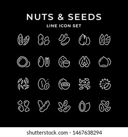 Set line icons of nuts and seeds