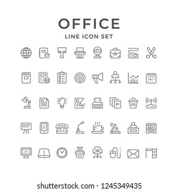 Set line icons of office