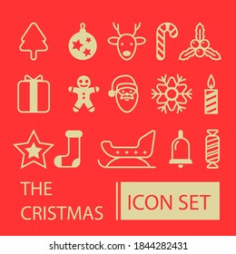 Set of line icons on the theme of Christmas and New Year.