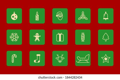 Set of line icons on the theme of Christmas and New Year.
