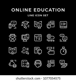 Set line icons of online education