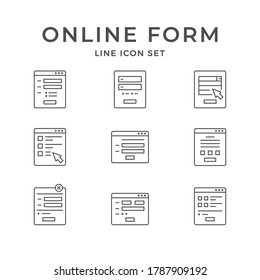 Set line icons of online form