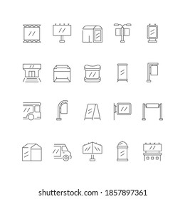 Set line icons of outdoor advertising