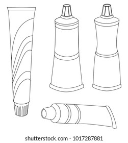 Set line icons of paint, paste, gel