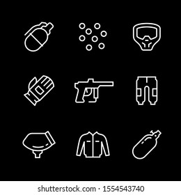Set line icons of paintball