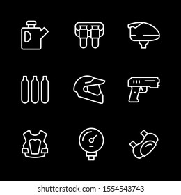 Set line icons of paintball