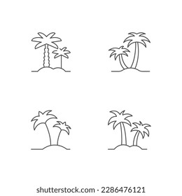 Set line icons of palm